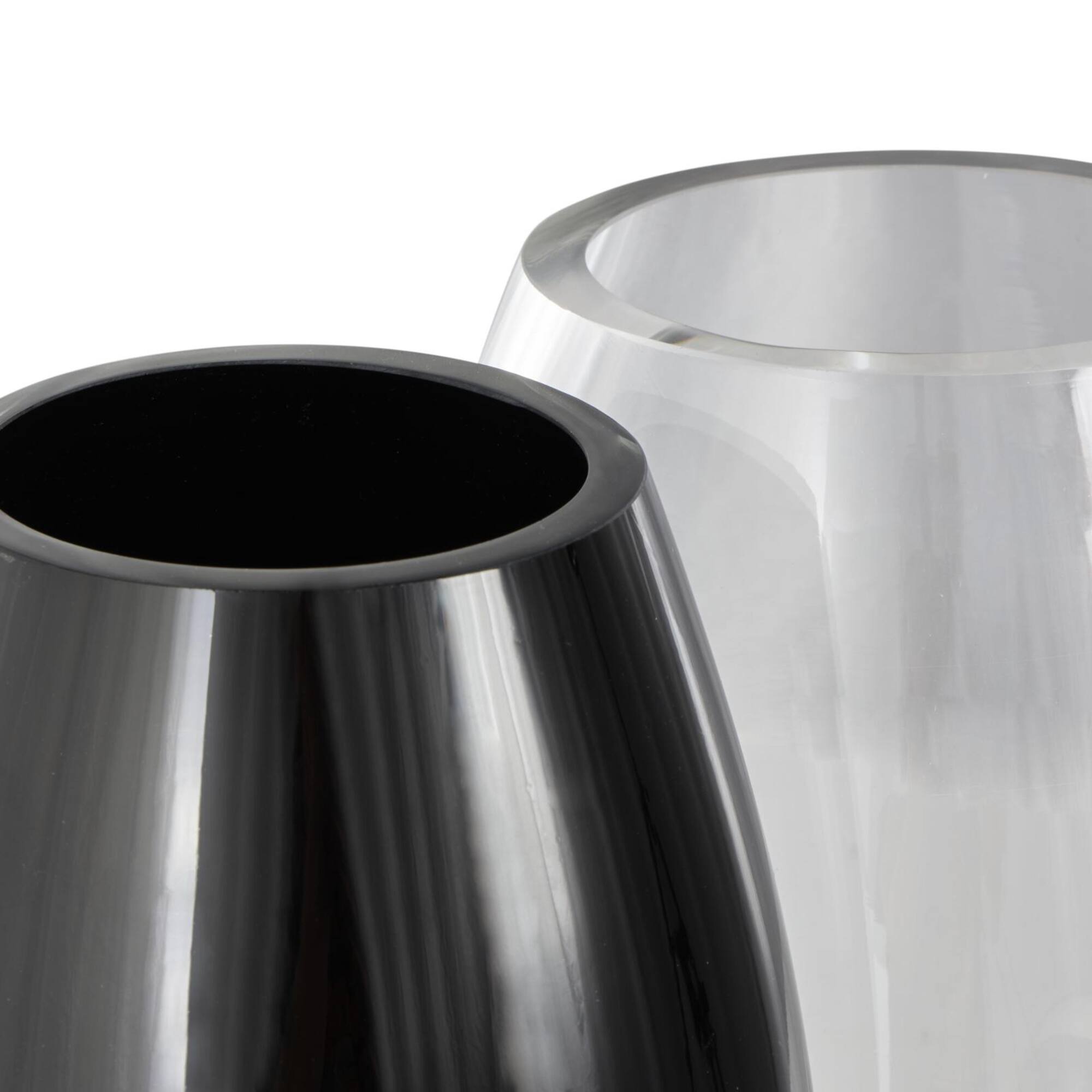 Black & Clear Abstract 2 Opening Recycled Glass Vase